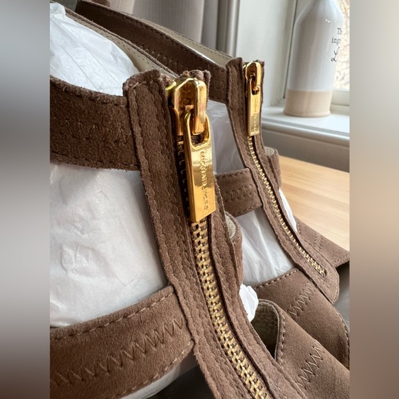 Michael Kors Collection Shoes - Michael Kors- Suede , zip up heel Sandal. Excellent condition!!!